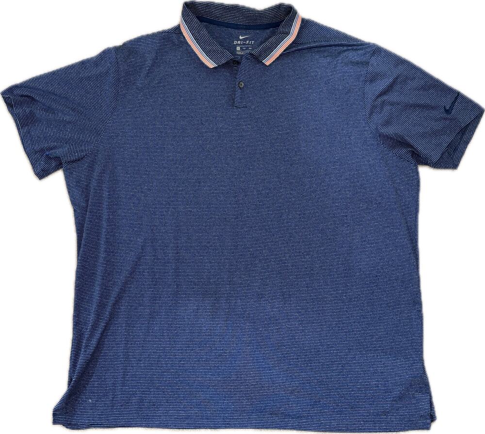 Nike Dri-FIT Golf Polo Shirt Men’s XXL Blue Striped Short Sleeve